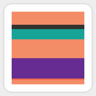 A gorgeous incorporation of Orange Pink, Big Foot Feet, Purple, Persian Green and Dark Charcoal stripes. Sticker